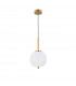 Lato 18.5cm Globe Pendant Ceiling Light Opal Glass Antique Brass Metal Black Fabric Wire LED E14-1