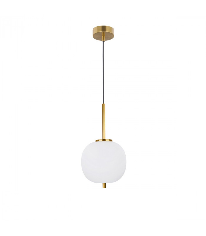 Lato 18.5cm Globe Pendant Ceiling Light Opal Glass Antique Brass Metal Black Fabric Wire LED E14-1