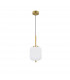 Lato 16.5cm Globe Pendant Ceiling Light Opal Glass Antique Brass Metal Black Fabric Wire LED E14-1
