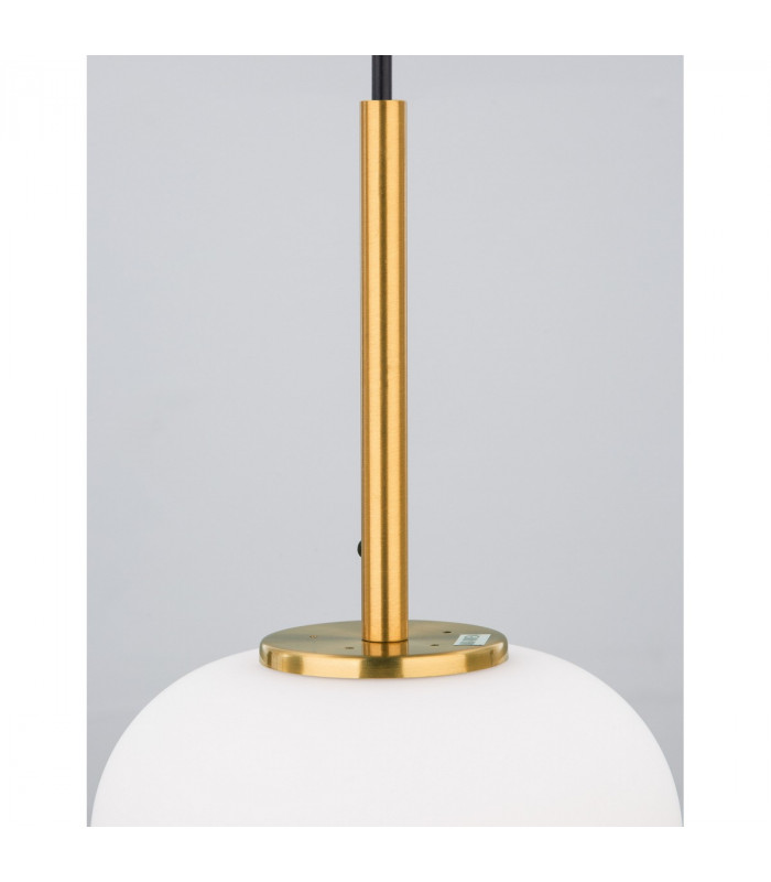 Lato 16.5cm Globe Pendant Ceiling Light Opal Glass Antique Brass Metal Black Fabric Wire LED E14-7