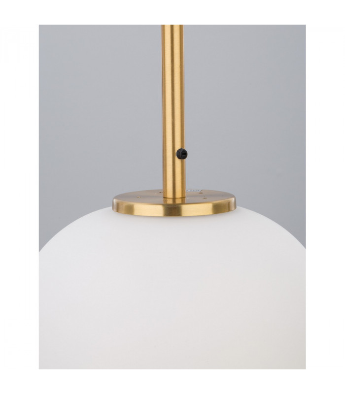 Lato 15.8cm Globe Pendant Ceiling Light Opal Glass Antique Brass Metal Black Fabric Wire LED E14-3