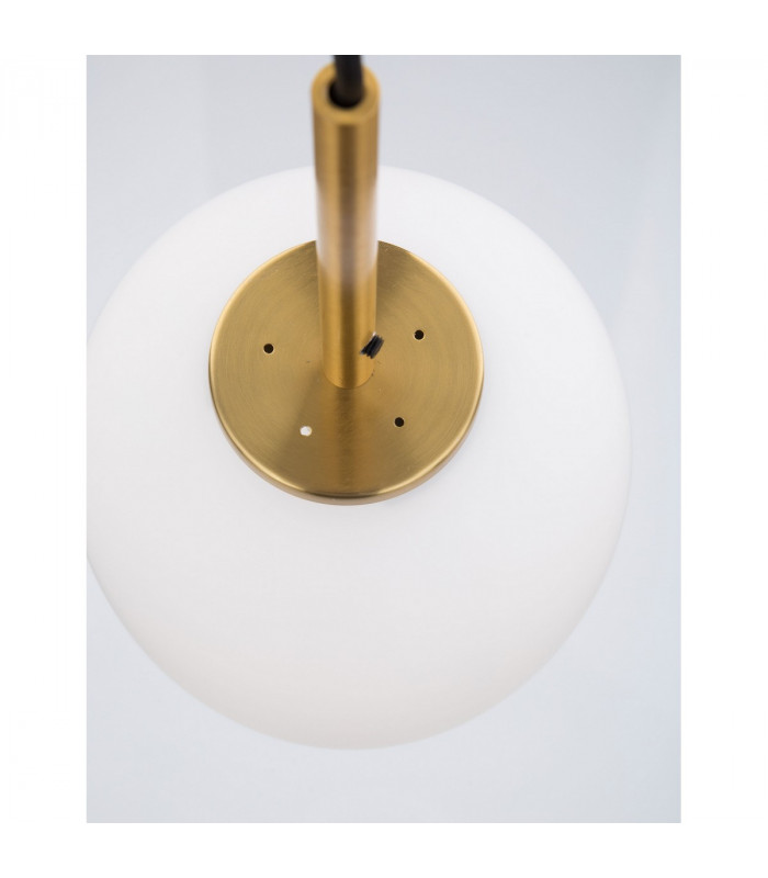 Lato 15.8cm Globe Pendant Ceiling Light Opal Glass Antique Brass Metal Black Fabric Wire LED E14-5