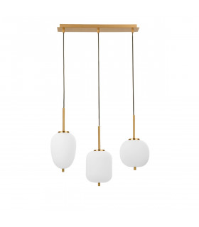 Lato 3 Light Bar Pendant Ceiling Light Opal Glass Antique Brass Metal Black Fabric Wire LED E14 15.8-1