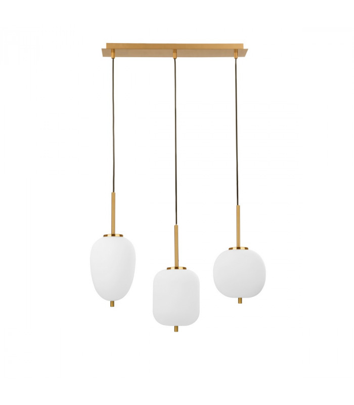 Lato 3 Light Bar Pendant Ceiling Light Opal Glass Antique Brass Metal Black Fabric Wire LED E14 15.8-1