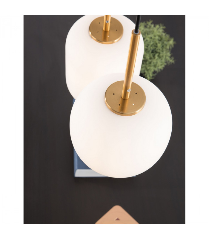 Lato 3 Light Bar Pendant Ceiling Light Opal Glass Antique Brass Metal Black Fabric Wire LED E14 15.8-3