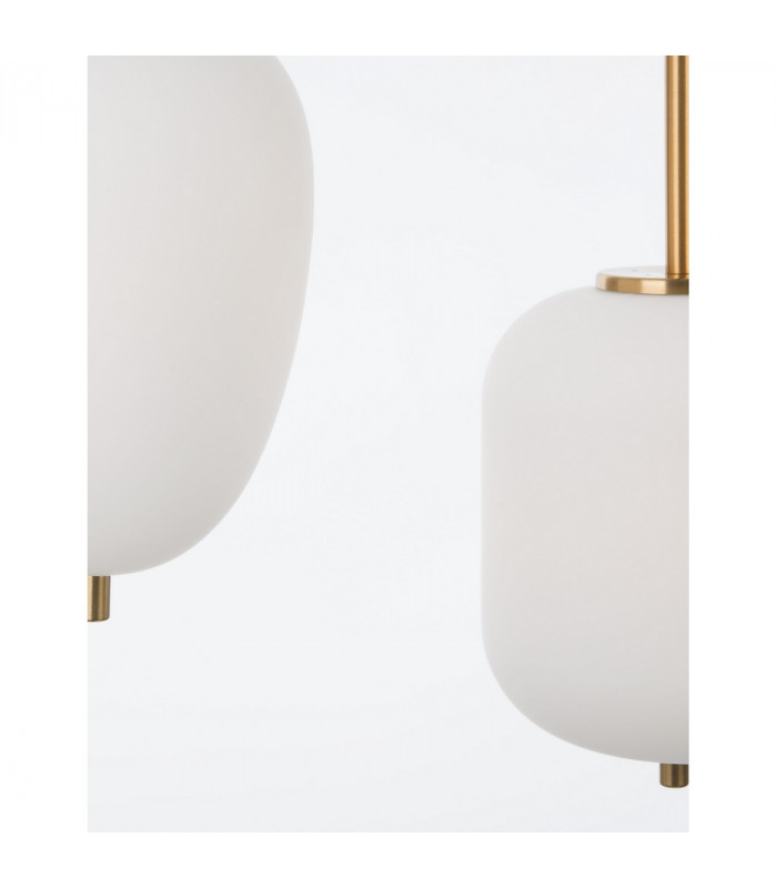 Lato 3 Light Bar Pendant Ceiling Light Opal Glass Antique Brass Metal Black Fabric Wire LED E14 15.8-4