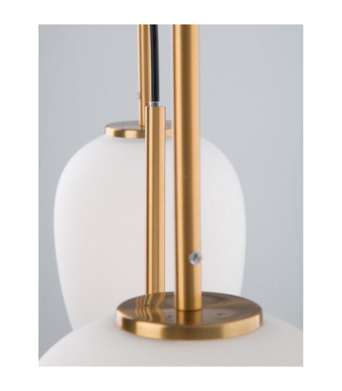 Lato 3 Light Bar Pendant Ceiling Light Opal Glass Antique Brass Metal Black Fabric Wire LED E14 15.8-5