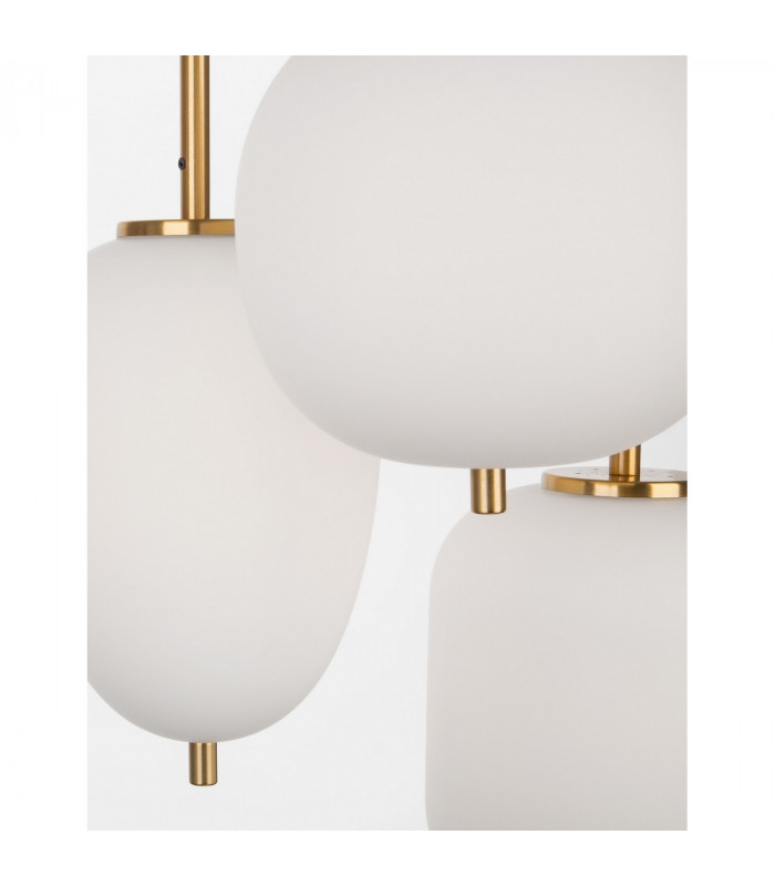 Lato 3 Light Cluster Pendant Ceiling Light Opal Glass Antique Brass Metal Black Fabric Wire LED E14-4