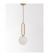Grus 20cm Globe Pendant Ceiling Light Brass Metal Opal Glass LED E27-3