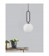 Grus 20cm Globe Pendant Ceiling Light Matt Black Metal Opal Glass LED E27-2
