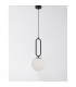 Grus 20cm Globe Pendant Ceiling Light Matt Black Metal Opal Glass LED E27-3