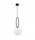 Grus Globe Pendant Ceiling Light Matt Black Metal Opal Glass LED E27-1