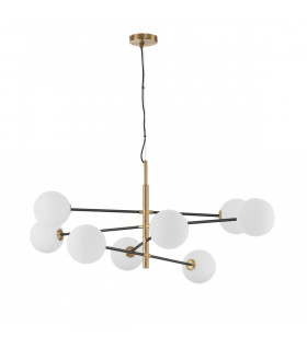 Vitra 8 Light Multi Arm Pendant Ceiling Light Satin Gold Black Metal White Opal Glass LED G9 220 Volt-1