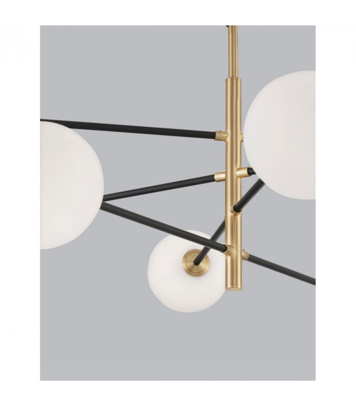 Vitra 8 Light Multi Arm Pendant Ceiling Light Satin Gold Black Metal White Opal Glass LED G9 220 Volt-4