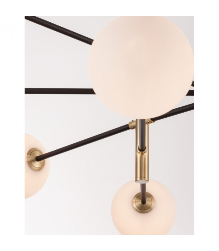 Vitra 8 Light Multi Arm Pendant Ceiling Light Satin Gold Black Metal White Opal Glass LED G9 220 Volt-5