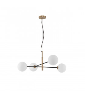 Vitra 4 Light Multi Arm Pendant Ceiling Light Satin Gold Black Metal White Opal Glass LED G9 220 Volt-1