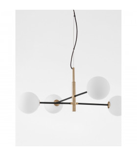 Vitra 4 Light Multi Arm Pendant Ceiling Light Satin Gold Black Metal White Opal Glass LED G9 220 Volt-2