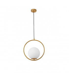 Obitar Globe Pendant Ceiling Light Opal Glass Brass Gold Metal LED E27-1