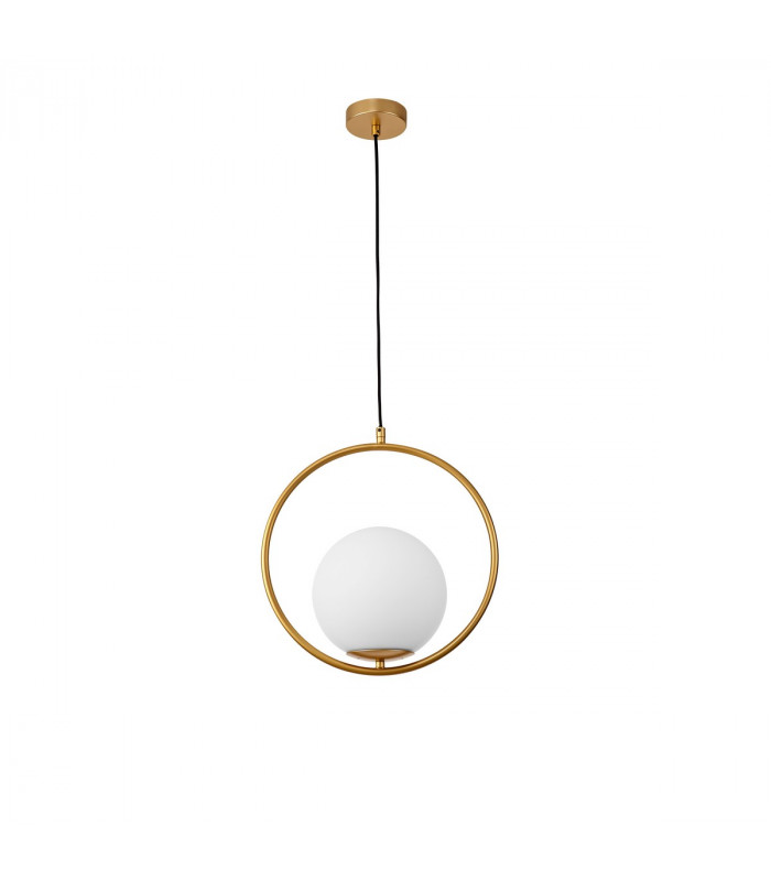 Obitar Globe Pendant Ceiling Light Opal Glass Brass Gold Metal LED E27-1