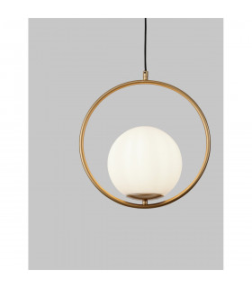 Obitar Globe Pendant Ceiling Light Opal Glass Brass Gold Metal LED E27-2