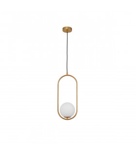 Obitar Globe Pendant Ceiling Light Opal Glass Brass Gold Metal LED G9-1