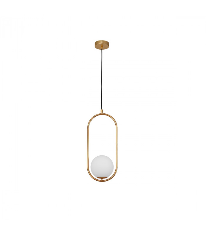 Obitar Globe Pendant Ceiling Light Opal Glass Brass Gold Metal LED G9-1