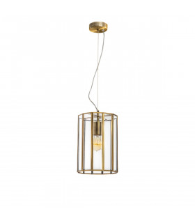 Celso Lanterns Pendant Ceiling Light Antique Metal Brass Clear Glass LED E27-1