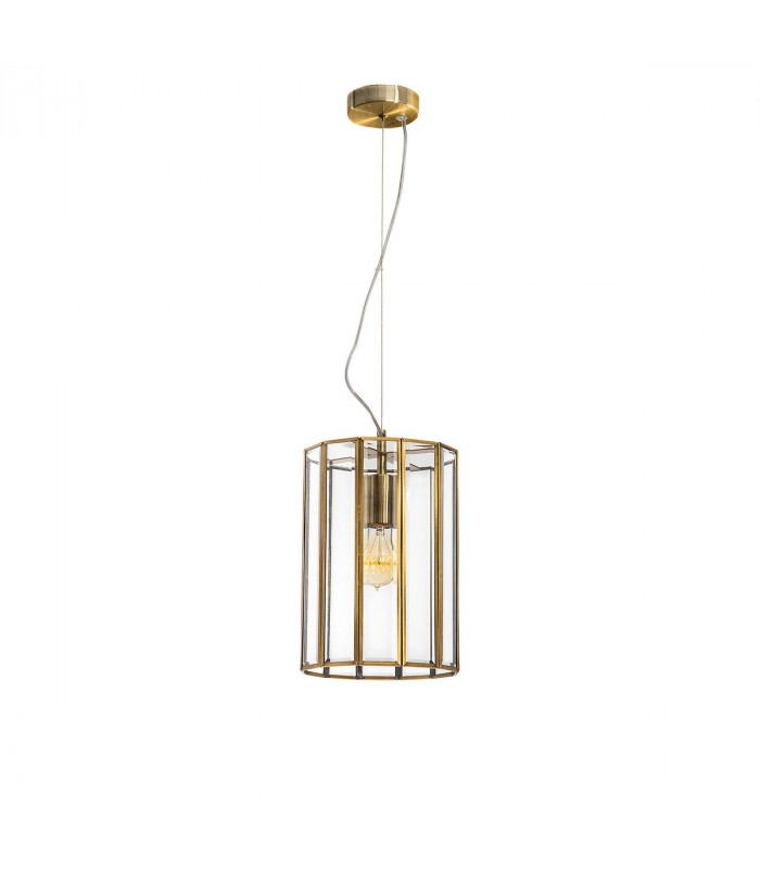 Celso Lanterns Pendant Ceiling Light Antique Metal Brass Clear Glass LED E27-1