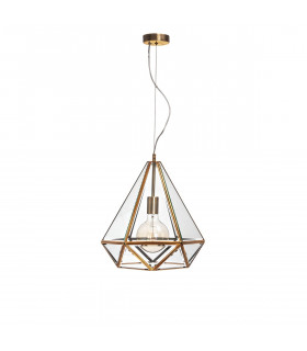 Flavio Lanterns Pendant Ceiling Light Antique Metal Brass Clear Glass LED E27-1