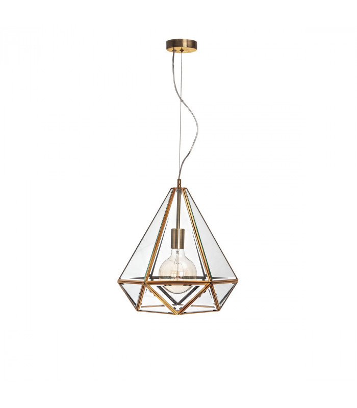 Flavio Lanterns Pendant Ceiling Light Antique Metal Brass Clear Glass LED E27-1