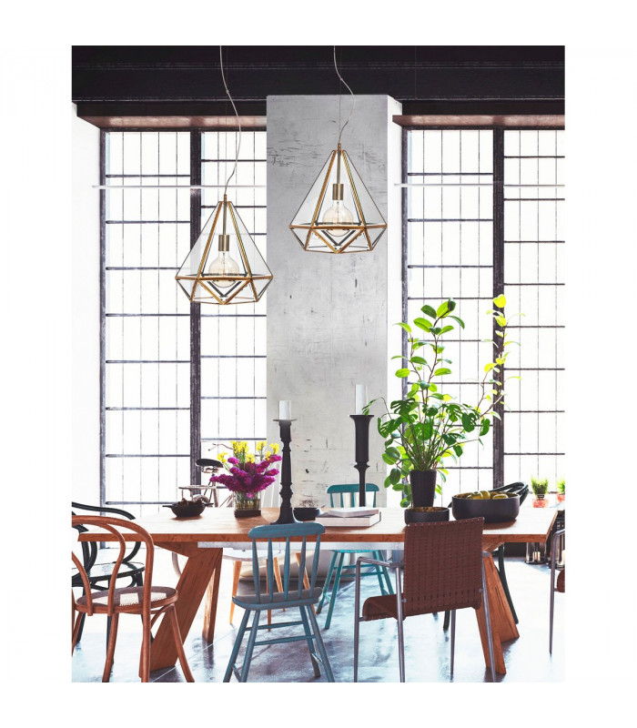 Flavio Lanterns Pendant Ceiling Light Antique Metal Brass Clear Glass LED E27-2