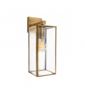 Flavio Outdoor Wall Lantern Antique Metal Brass Clear Glass LED E27-1