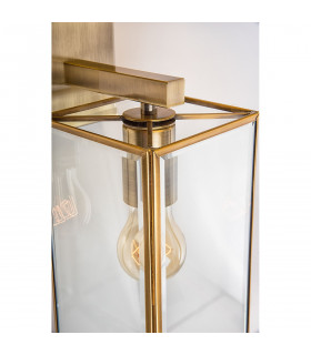 Flavio Outdoor Wall Lantern Antique Metal Brass Clear Glass LED E27-2