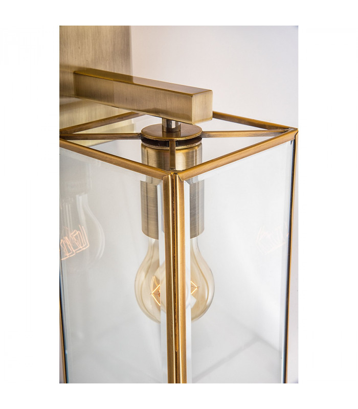 Flavio Outdoor Wall Lantern Antique Metal Brass Clear Glass LED E27-2