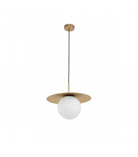 Obbit Globe Pendant Ceiling Light Opal Glass Gold Metal LED E27-1