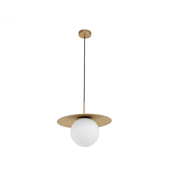 Obbit Globe Pendant Ceiling Light Opal Glass Gold Metal LED E27-1