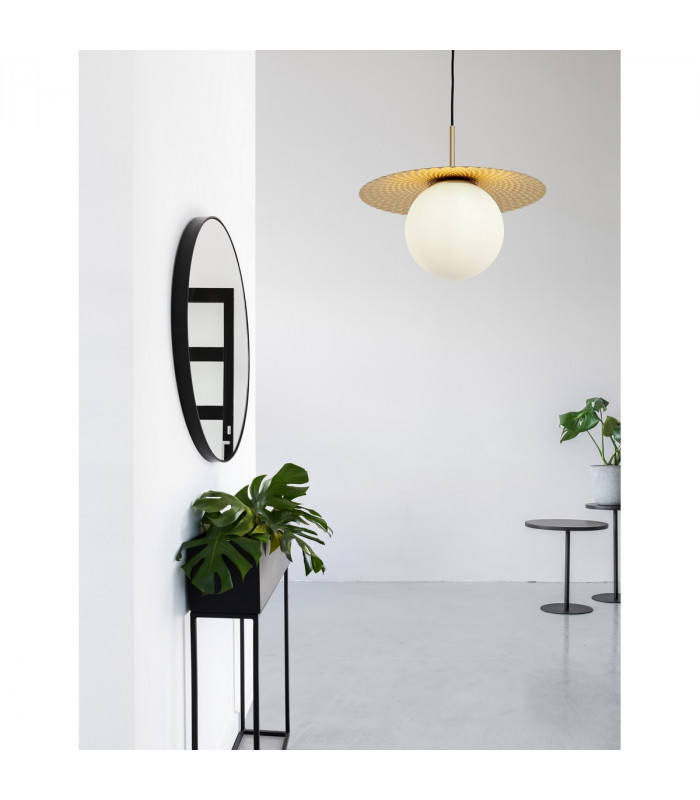 Obbit Globe Pendant Ceiling Light Opal Glass Gold Metal LED E27-2