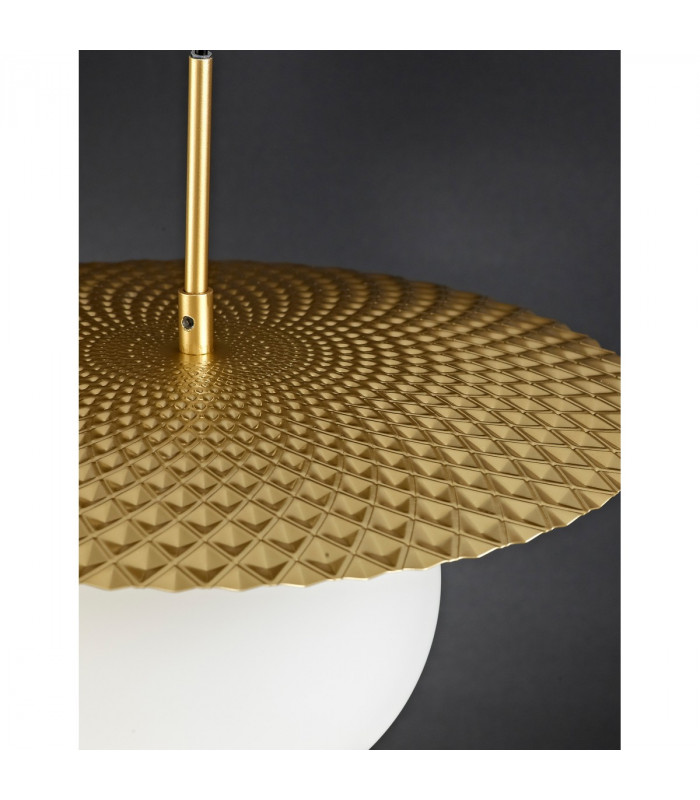 Obbit Globe Pendant Ceiling Light Opal Glass Gold Metal LED E27-3