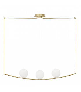Vitton 3 Light Globe Pendant Ceiling Light Brass Metal White Glossy Glass Brass Fabric Cable LED E14-1