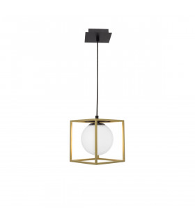 Juliet Globe Pendant Ceiling Light Brass Black Metal White Opal Glass LED E14-1