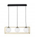 Juliet 3 Light Bar Pendant Ceiling Light Brass Black Metal White Opal Glass LED E14-1