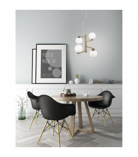 Agrigento 4 Light Globe Pendant Ceiling Light Opal Glass Antique Brass Metal G9-2
