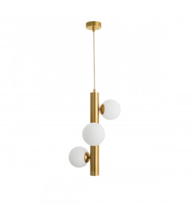 Jaklin 3 Light Globe Pendant Ceiling Light Opal Glass Antique Brass Metal Gold Fabric Wire LED G9-1