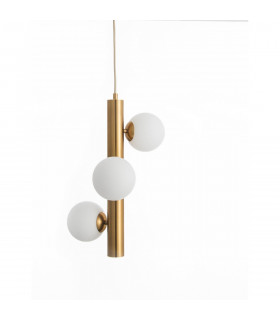 Jaklin 3 Light Globe Pendant Ceiling Light Opal Glass Antique Brass Metal Gold Fabric Wire LED G9-2