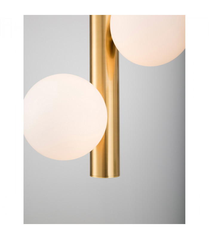 Jaklin 3 Light Globe Pendant Ceiling Light Opal Glass Antique Brass Metal Gold Fabric Wire LED G9-3