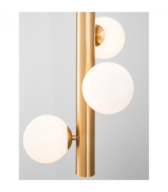 Jaklin 3 Light Globe Pendant Ceiling Light Opal Glass Antique Brass Metal Gold Fabric Wire LED G9-5