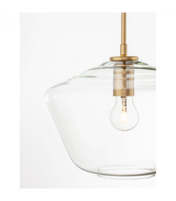 Prisma Dome Pendant Ceiling Light Clear Glass Gold Metal LED E27-6