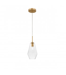 Prisma 17cm Dome Pendant Ceiling Light Gold Metal Clear Glass LED E27-1