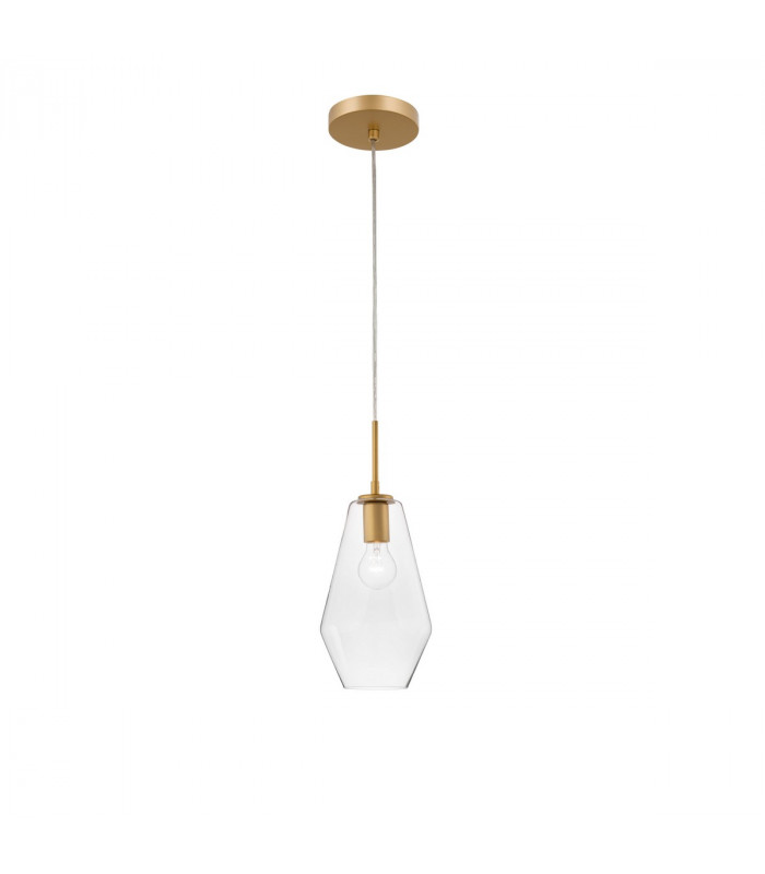 Prisma 17cm Dome Pendant Ceiling Light Gold Metal Clear Glass LED E27-1