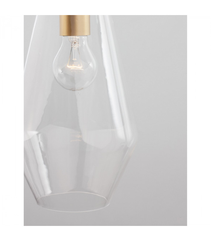 Prisma 17cm Dome Pendant Ceiling Light Gold Metal Clear Glass LED E27-3